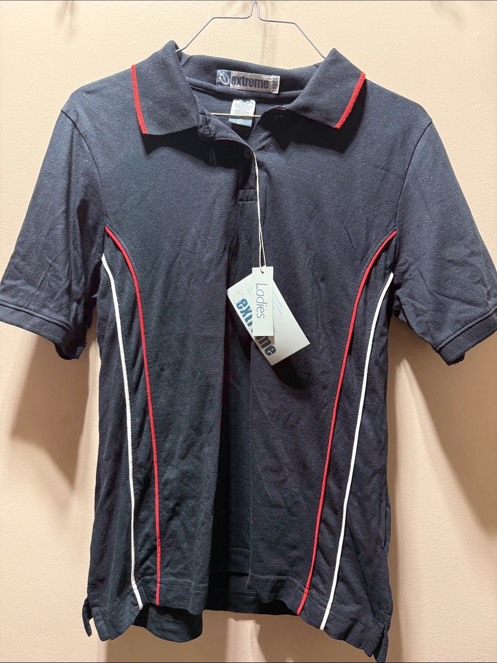 Extreme Woman’s Black Polo with Red & White Piping